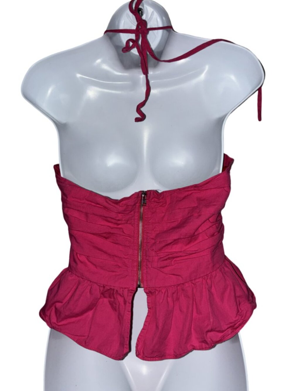 Sz.M*Sugar Lips*Hot Pink Cropped Halter-Top--Back Zipper - Picture 3 of 4